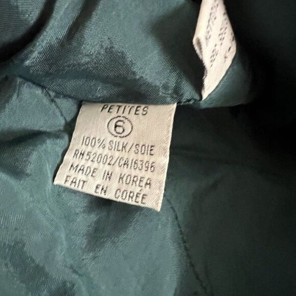 Dana Buchman Vintage 90s Silk Green & Blue Plaid Academia Blazer Petite Size 6 - Picture 9 of 10